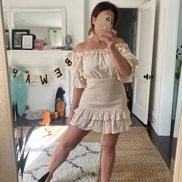Princess Polly | Dresses | Princess Polly Size 6 Beige Ruffle Dress |  Poshmark
